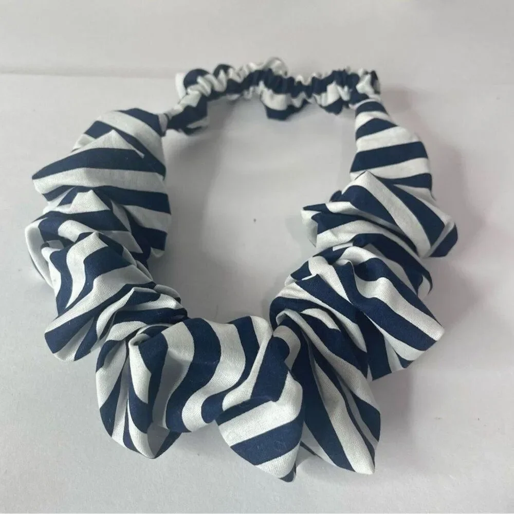 Headband wrap scrunched Women striped elastic